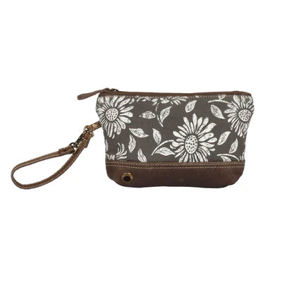 Myra Bag Sunflower Pouch – Floral Canvas & Leather