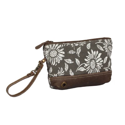 Myra Bag Sunflower Pouch – Floral Canvas & Leather