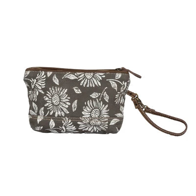 Myra Bag Sunflower Pouch – Floral Canvas & Leather