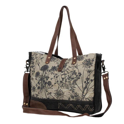 Myra Bag The Mystique Messenger Bag – Floral Canvas & Leather