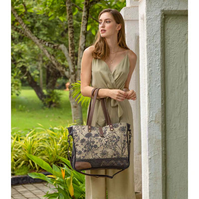 Myra Bag The Mystique Messenger Bag – Floral Canvas & Leather