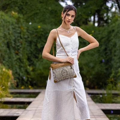 Myra Bag Floral Flow Small Crossbody Bag – Canvas & Leather