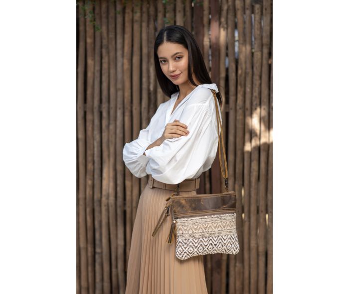 Myra Bag Contentment Small Crossbody Bag – Canvas, Leather & Rug ★ Best Seller