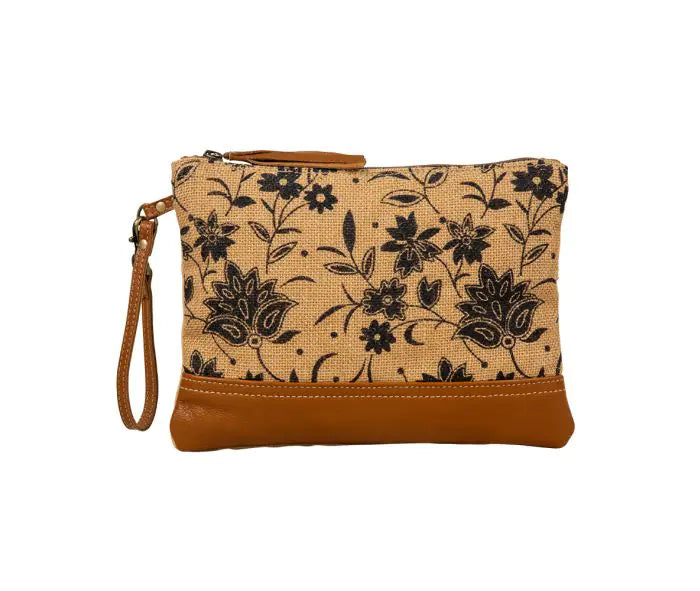 Myra Bag Tazzie Floral Pouch – Vintage Canvas & Leather Wristlet
