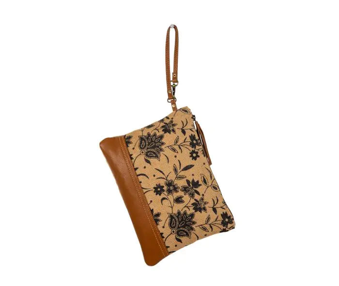 Myra Bag Tazzie Floral Pouch – Vintage Canvas & Leather Wristlet
